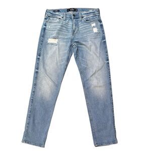Hollister Dad Jeans Epic Flex Distressed Faded Blue Denim Size 29x30